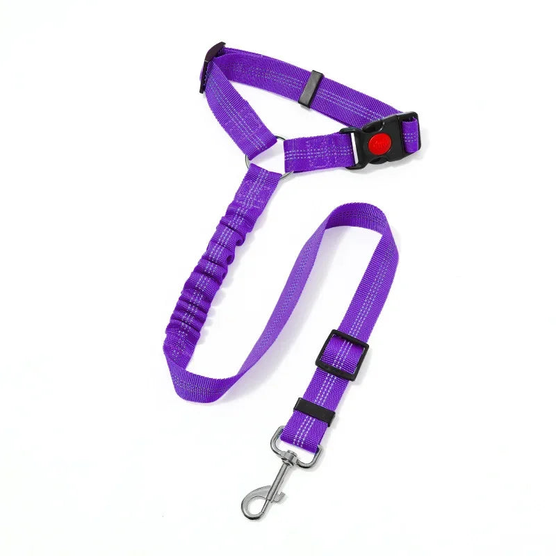 2-In-1 Dog Car Seat Belt Adjustable Reflective Pet Safety Seat Belt Dog Collar Accessories for Large Medium Small Dogs